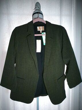 SKYS ARE BLUE NWT Long Sleeves Open Front Dark Green Lined Blazer L